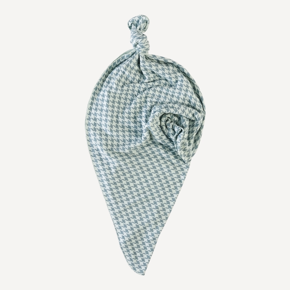 NWT Kate Quinn Organic Single Layer Blanket Swaddle Bird Blue Houndstooth Check